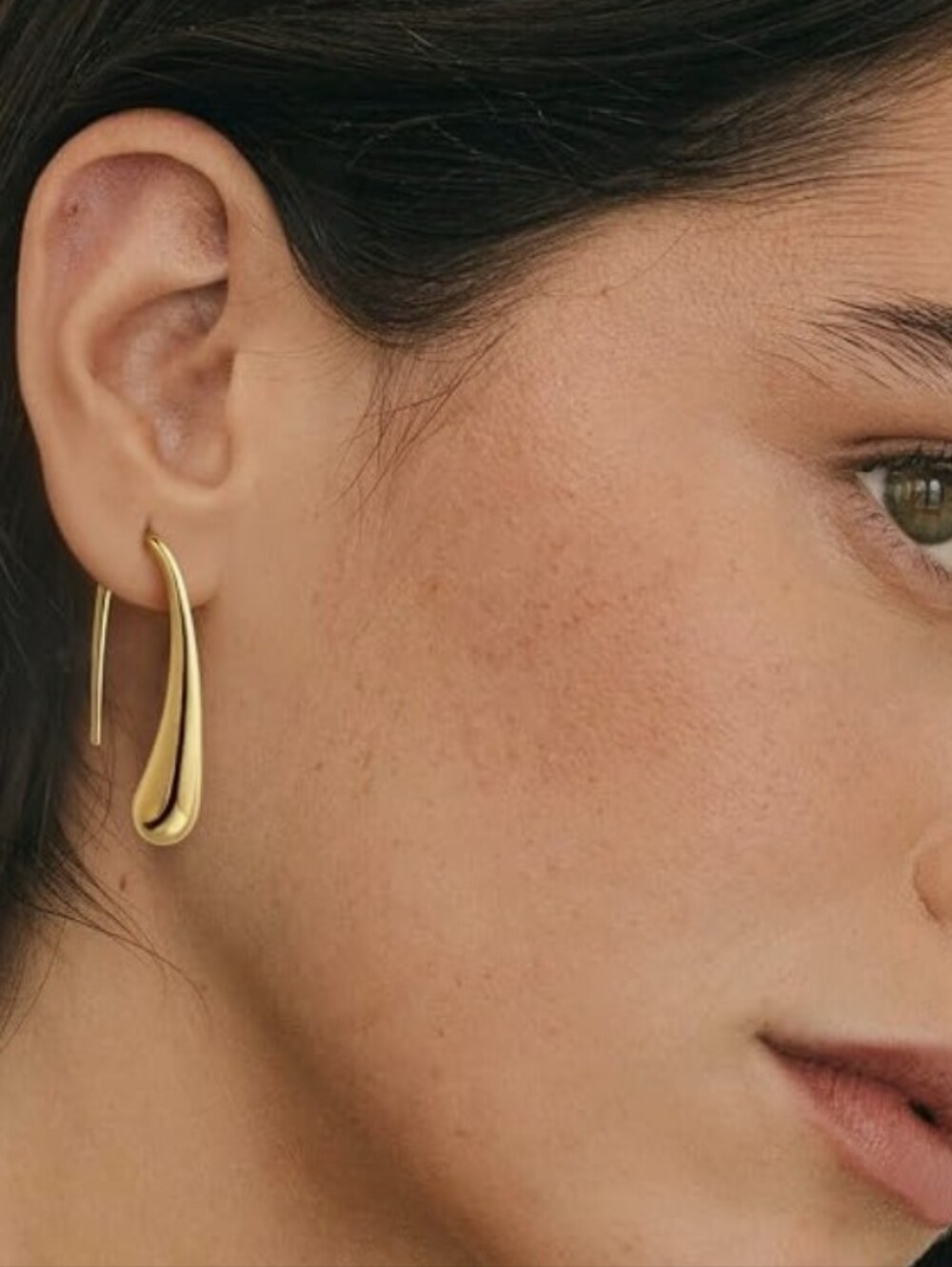 Gold Drop Teardrop Dangle Earrings - Picture 1 of 6